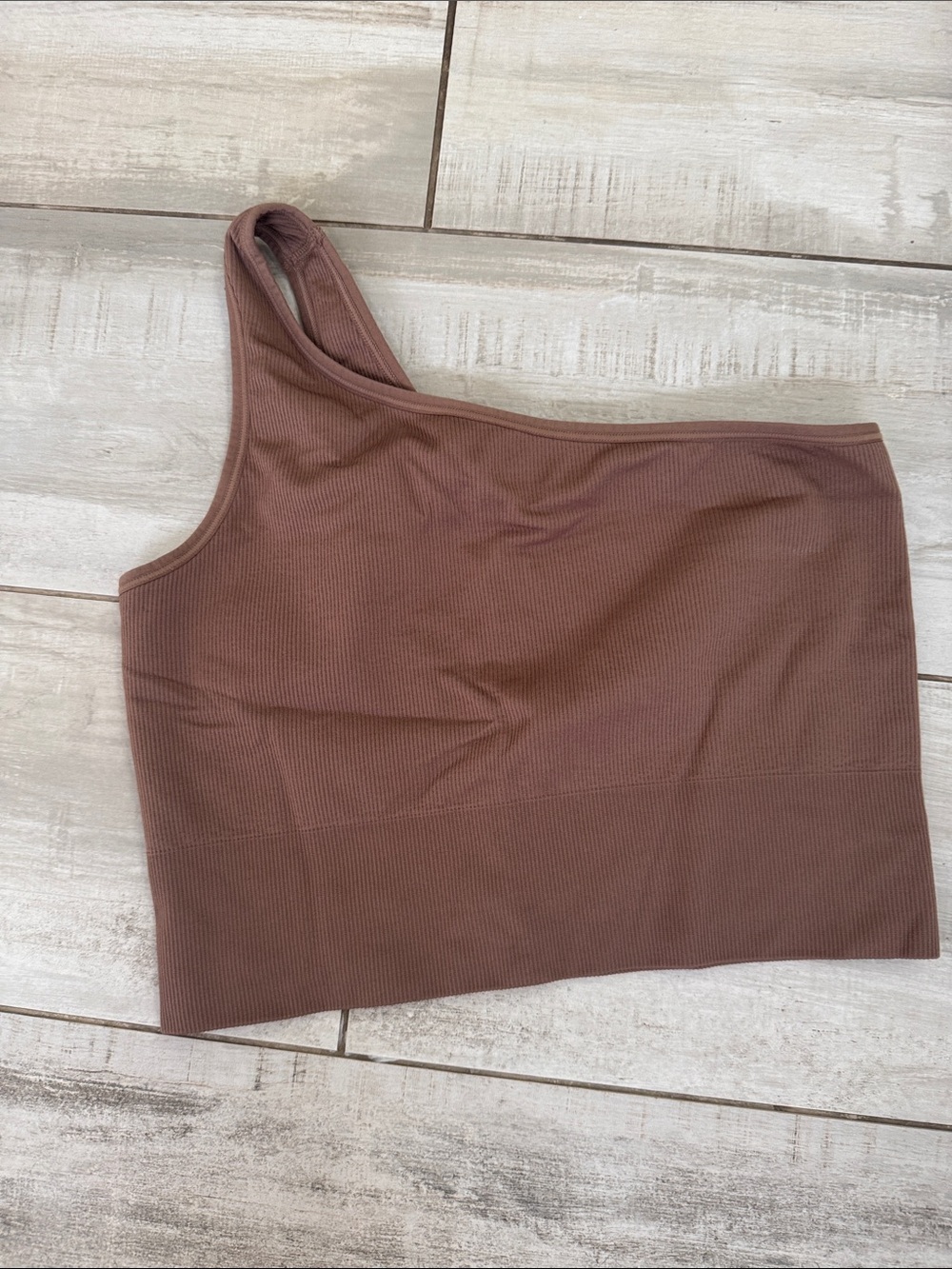 Athleta Women’s One-Shoulder Ribbed Crop Top - Brown